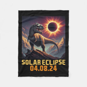 Boys T Rex Dinosaur Astronaut Total Solar Eclipse  Fleece Blanket