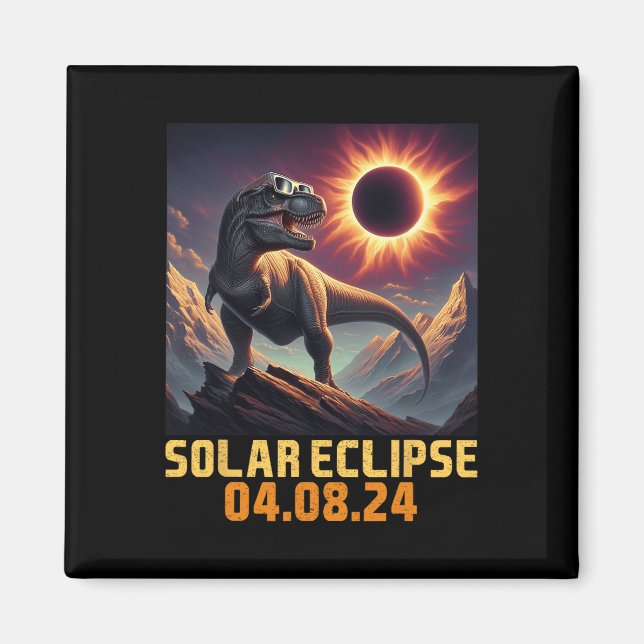 Boys T Rex Dinosaur Astronaut Total Solar Eclipse  Magnet (Front)