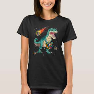 Boys T Rex Speed Cubing Cube Math Puzzle Dinosaur  T-Shirt