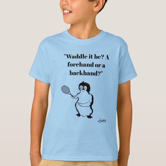 Boys T-Shirt : Penguin Tennis Player (Front)