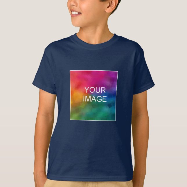 Boys T-Shirts Add Image Photo Navy Blue Template (Front)