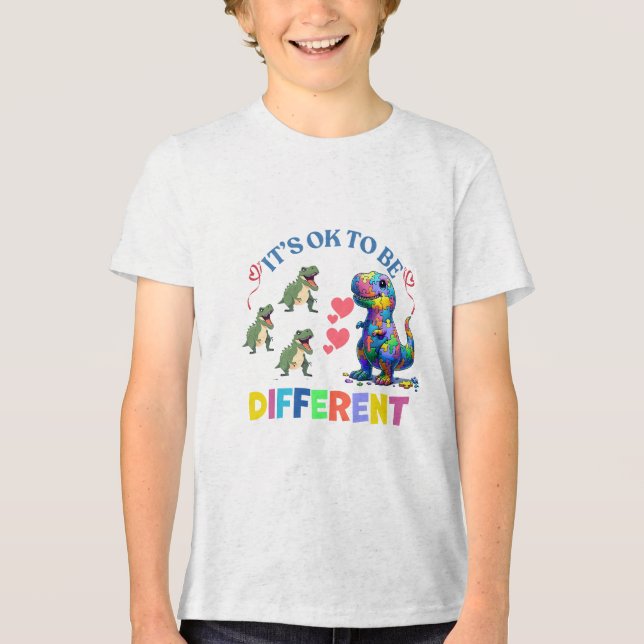Boys' T-Shirts– It's OK to Be Different 🦕💖 Tri-Blend Shirt (Front)