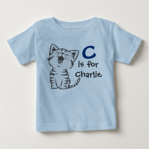 Boys Tee C is for Charlie with a cute cat