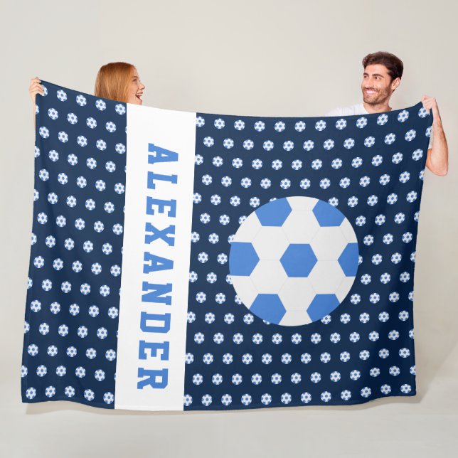 Boys Teenagers Sports Soccer Ball Personalised   Fleece Blanket (In Situ)