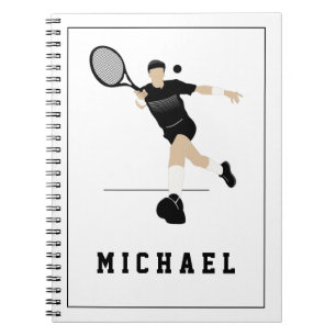 Boys Tennis Player Hitting Forehand & Kids Name    Notebook