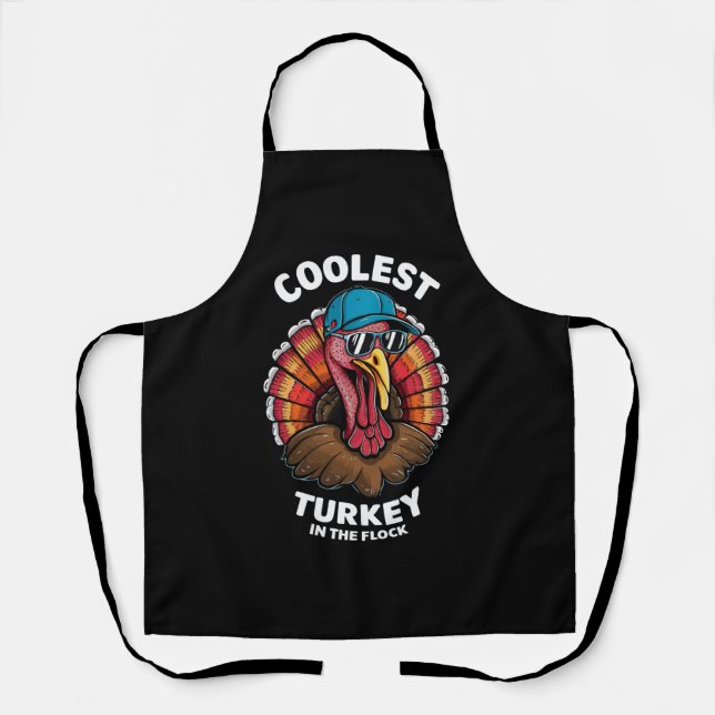 Boys Thanksgiving Kids Coolest Turkey In The Flock Apron (Front)