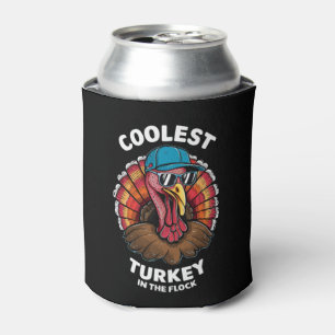 Boys Thanksgiving Kids Coolest Turkey In The Flock Can Cooler