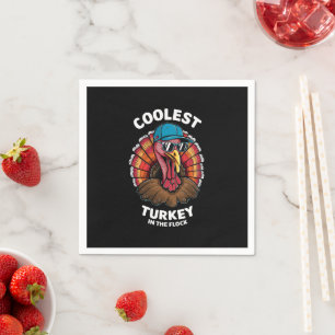 Boys Thanksgiving Kids Coolest Turkey In The Flock Napkin