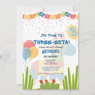 Boys Three-Esta Fiesta Birthday Invitation