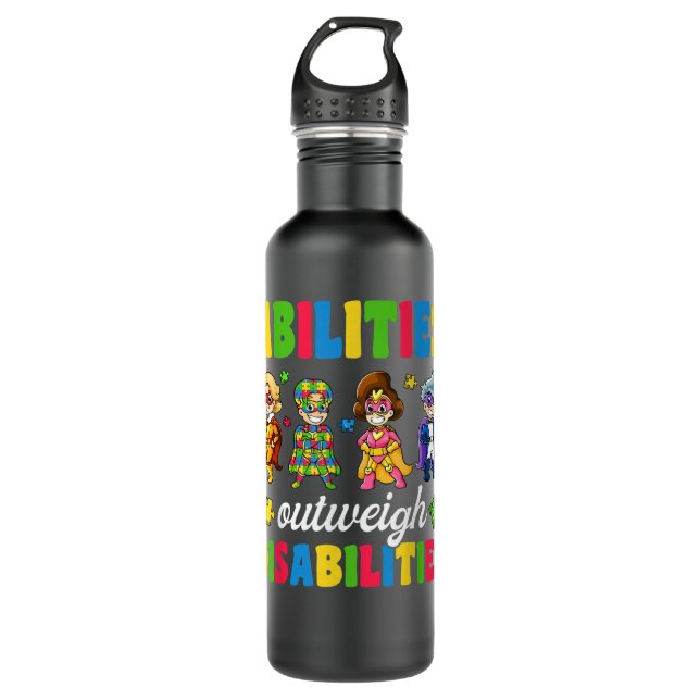Boys Toddler Autism Shirts, Abilities Outweigh Dis 710 Ml Water Bottle (Front)