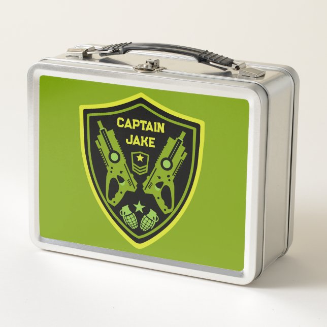 Boys Toy Dart Gun Battle Metal Lunch Box (Front)