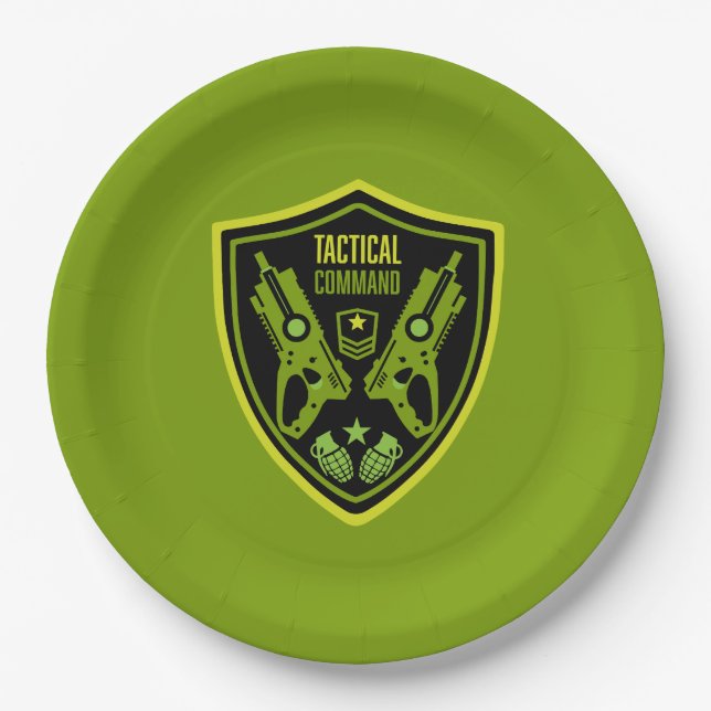 Boys Toy Dart Gun Battle Paper Plate (Front)