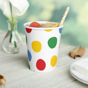 Boys Toys Birthday Primary Colours Polka Dots Pape Paper Cups