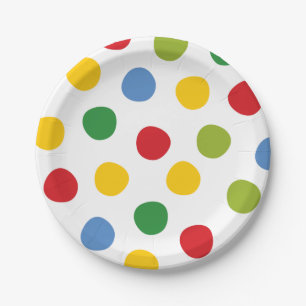 Boys Toys Birthday Primary Polka Dots Paper Plates