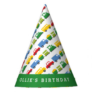 Boys Toys Car Train Bus Truck Transport Birthday Party Hat