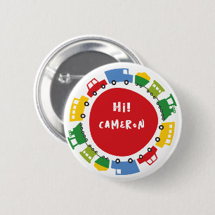 Boys Toys Colorful Fun Transport Birthday Party 6 Cm Round Badge