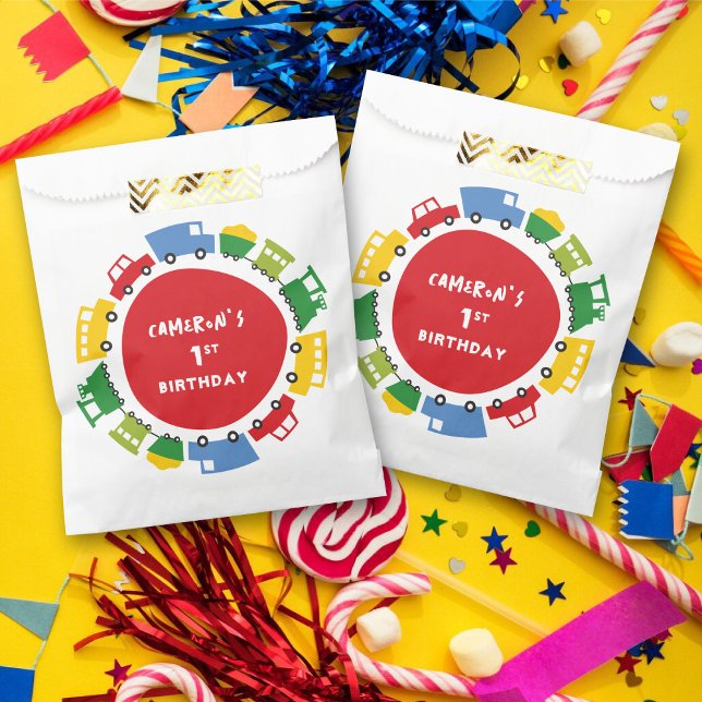 Boys Toys Colourful Fun Transport Birthday Party Favour Bags (Boys Toys Colorful Fun Transport Kid's 1st Birthday Party Favor Bag @ fatfatin_mini_me)