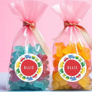 Boys Toys Colourful Transport Kid's Birthday Party Classic Round Sticker