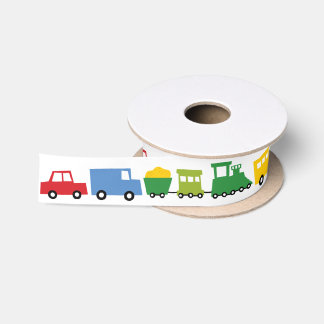 Boys Toys Colourful Transport Kid's Birthday Party Satin Ribbon