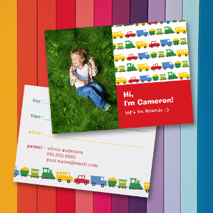 Boys Toys Colourful Transport Kid's Photo Play Dat Calling Card