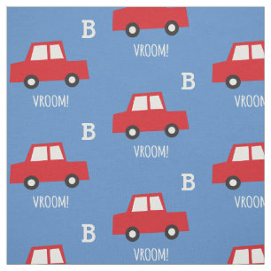 Boys Toys Cute Red Cars Vroom Monogram Kid's Name Fabric