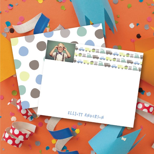 Boys Toys Fun Retro Transport Photo Kids Thank You (Boys Toys Fun Retro Transport Photo Kids Thank You Stationery Note Card @ fatfatin_mini_me)