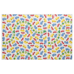 Boys Toys Fun Transport Cute Car Bus Truck Train Fabric