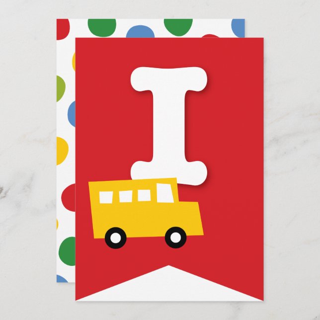 Boys Toys Kid's Birthday Party DIY Bunting Banner Invitation (Front/Back)