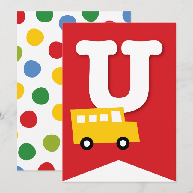 Boys Toys Kid's Birthday Party DIY Bunting Banner Invitation (Front/Back)