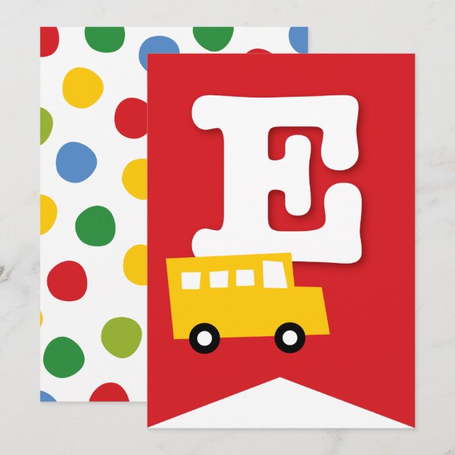 Boys Toys Kid's Birthday Party DIY Bunting Banner Invitation (Front/Back)