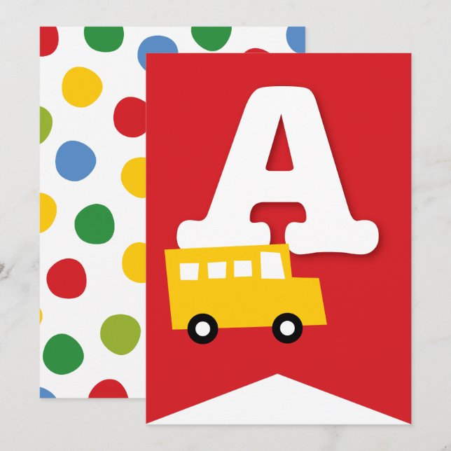 Boys Toys Kid's Birthday Party DIY Bunting Banner Invitation (Front/Back)