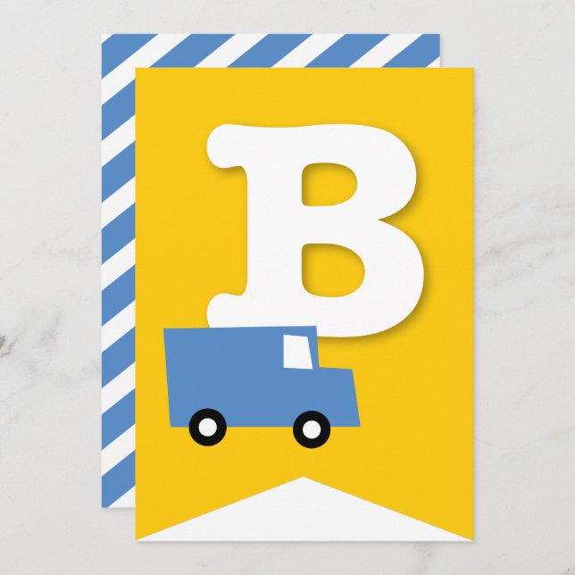 Boys Toys Kid's Birthday Party DIY Bunting Banner Invitation (Front/Back)