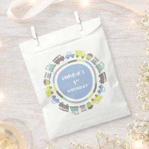 Boys Toys Pastel Blue Kid Transport Birthday Party Favour Bags