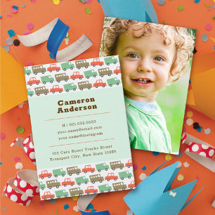 Boys Toys Pastels Retro Cars Kid's Photo Profile Calling Card