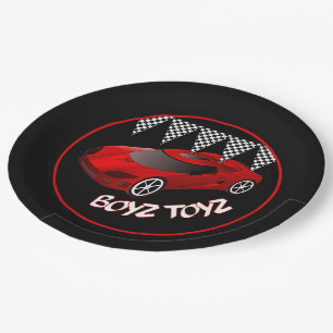 Boys Toys Red Sports Car Paper Plates  2