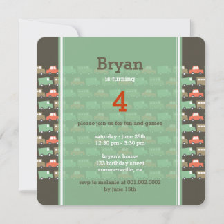 Boys Toys Retro Kid Birthday Photo Invitation