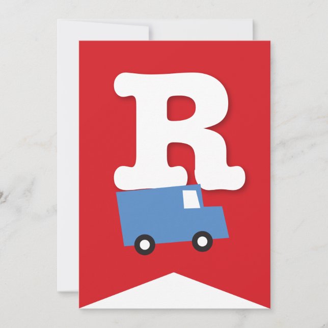 Boys Toys Transport Happy Birthday Party Banner Invitation (Front)