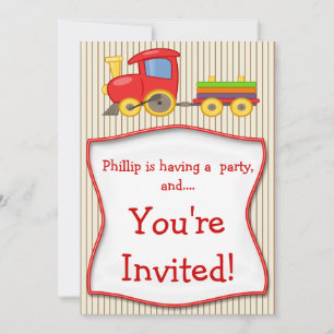Boys Train Birthday Party Invitation