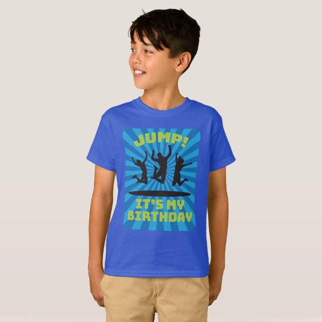Boy's Trampoline Bounce House Birthday Party T-Shirt (Front Full)