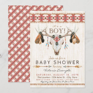 Boys Tribal Skull Baby Shower Invitations