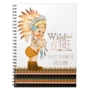 Boys Tribal Wild and Free Baby Shower Guest Book
