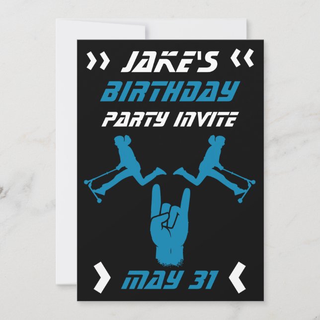 Boys Trick Scooter Birthday  Invitation (Front)