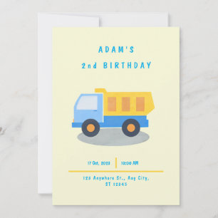 Boy's Truck Birthday Invitation