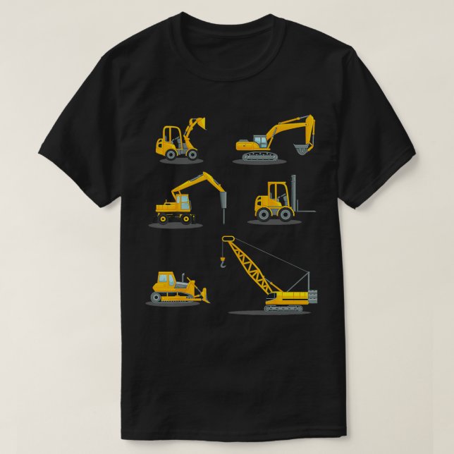 Boys Truck Construction Heavy Equipment Crane Kids T-Shirt (Design Front)