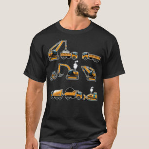 Boys Trucks and Diggers Short funny yoga colourful T-Shirt