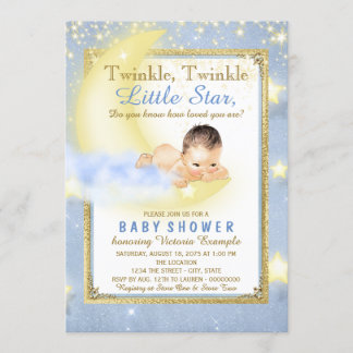 Boys Twinkle Twinkle Little Star Baby Shower Invitation