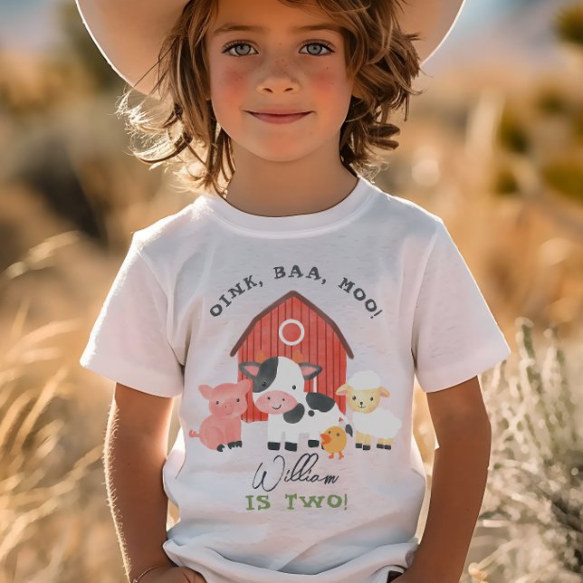 Boys “Two” Farm Animal Barnyard Kids 2nd Birthday Tri-Blend Shirt (Creator Uploaded)