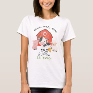Boys “Two” Parents Farm 2nd Birthday T-Shirt