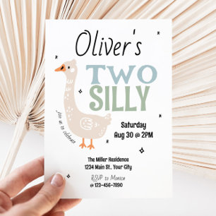 Boys Two Silly Goose Summer Kids 2nd Birthday Invitation