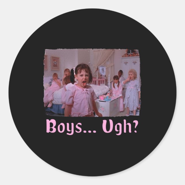 Boys... Ugh! – Funny Valentines Day Shirt Pullover Classic Round Sticker (Front)